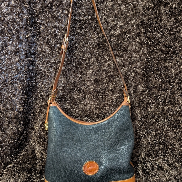 Dooney & Bourke Black Pebbled Leather Hobo Bag with Brown Trim & Matching Wallet - Picture 6 of 13